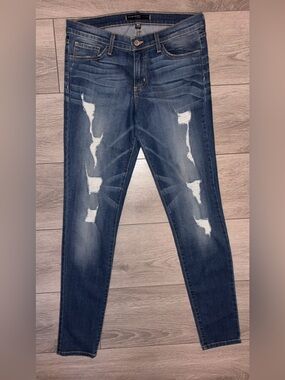 Flying Monkey Platinum Denim Jeans Size 30 Skinny Distressed Dark Wash EUC
